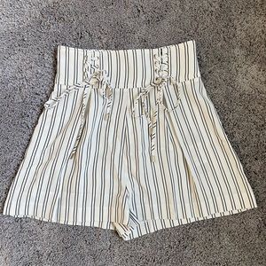GUESS Striped Ultra-High Waisted Dress Shorts